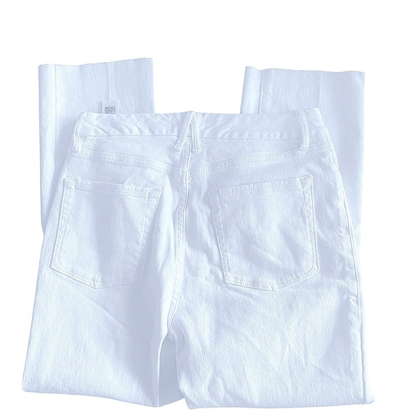 Good American White Denim Jeans High Waisted Straight Legs Raw Hem Size 8 - Picture 8 of 13